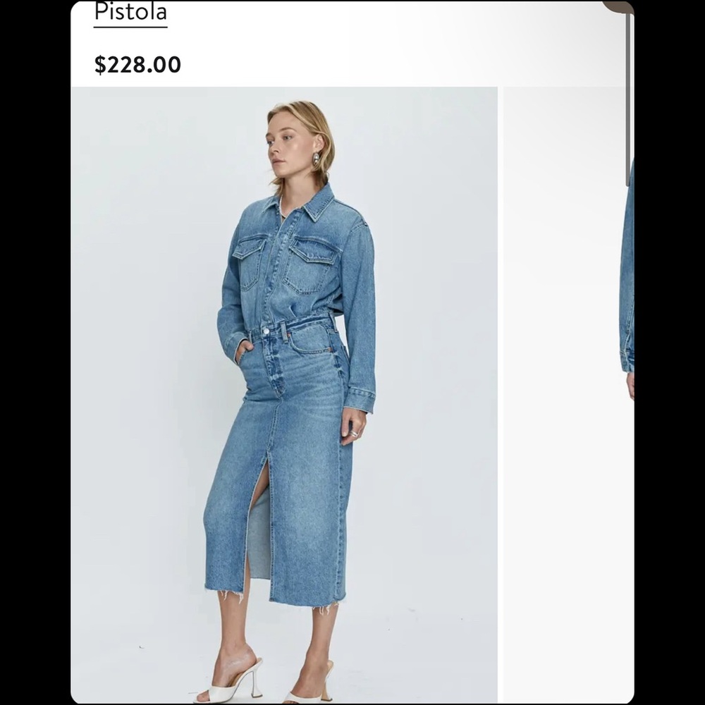 Pistola Amira Long Sleeve Denim Midi Dress